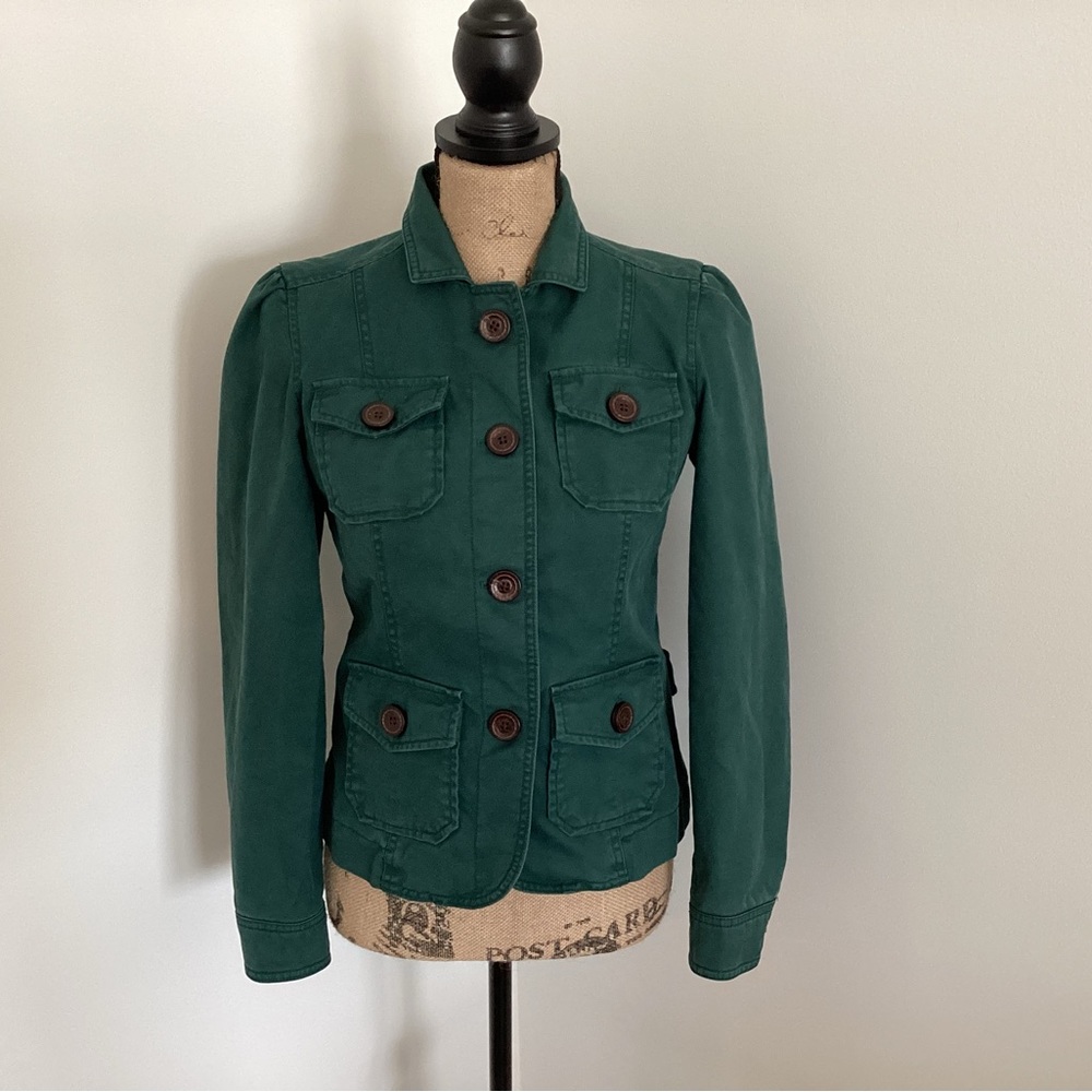 GAP Green Utility Jacket with Stand-Up Collar in a size 2.